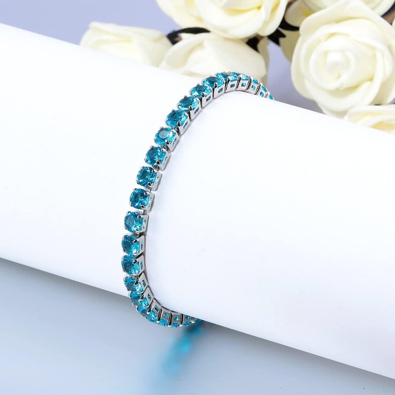 CiNily Adjustable Tennis Bracelets for Women Teen Girls Rainbow Cubic Zirconia Bracelet 14K White Gold Plated Hypoallergenic Slider Bracelet Jewelry Gift - Image 4
